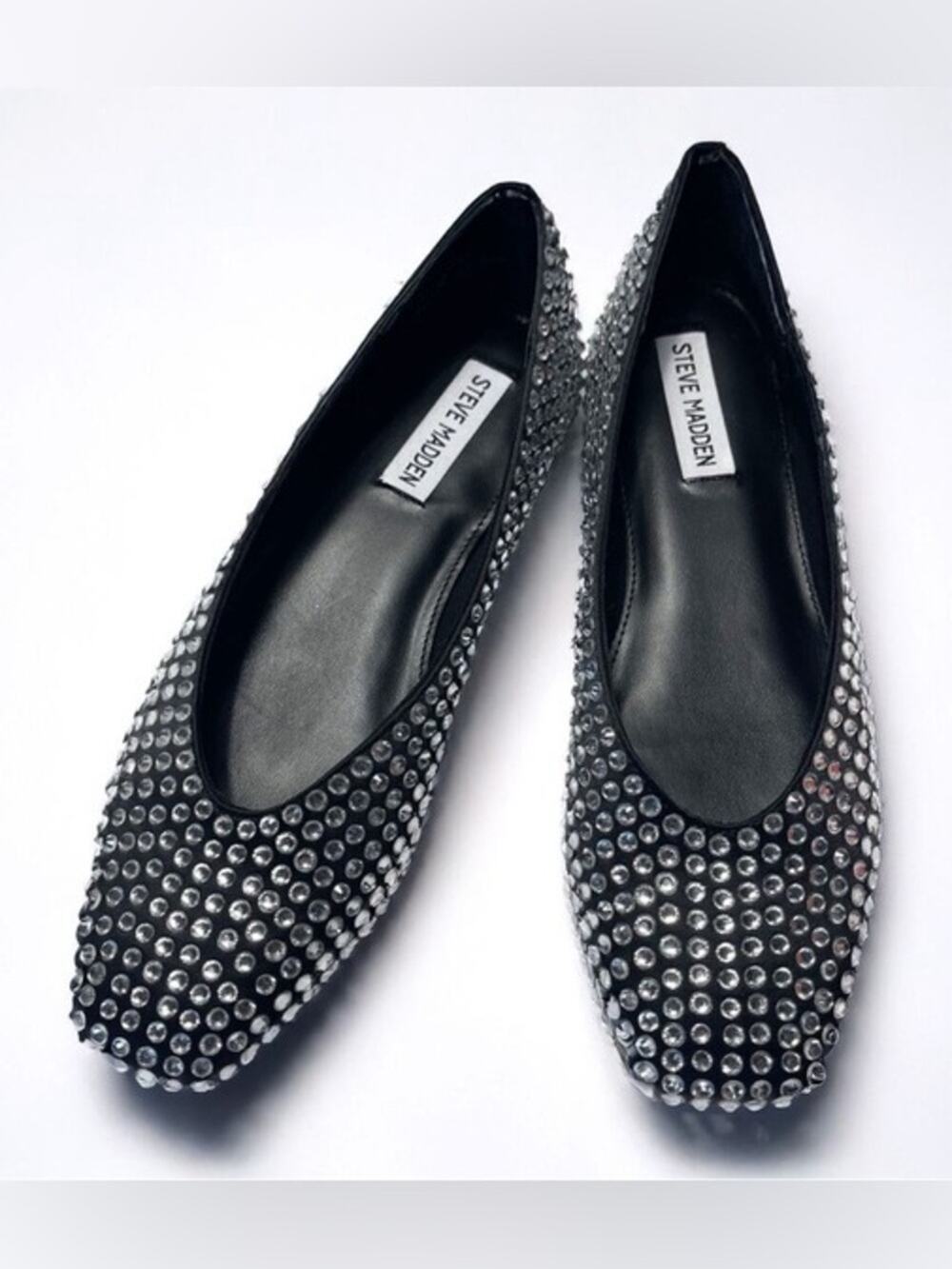 Steve Madden Delphine Rhinestone Flats black silver - 6